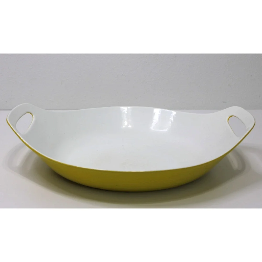Vintage COPCO Michael Lax Yellow Cast Iron Enamel Paella Pan Skillet Denmark MCM